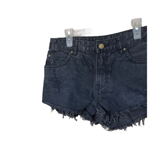Billabong Women’s Black Distressed Denim High Waisted Shorts Size 27 NWT - Picture 3 of 6